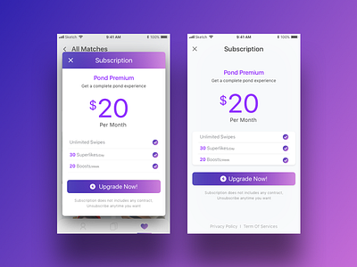 Subscription Page subscription page ui upgrade section