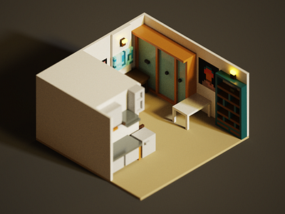My Little House in Milano low poly arts lowpoly magicavoxel pixel arts voxel