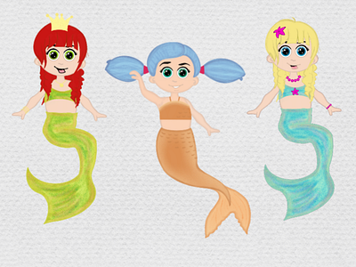 Mermaid frolicking Logo Mascot DIY branding cartoon chibi children comic cut element fantasy icon illustration kawaii kid kidliart logo mascot merchandise sweet