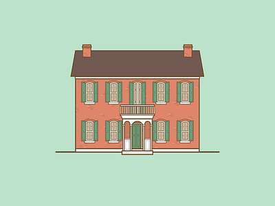 Davis House antique brick home home sweet home house illustration shutters two story