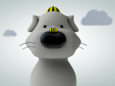 Bees and dogs. cinema 4d 3d