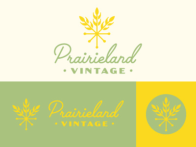 Prairieland Vintage branding logo mid-century modern midcentury palm canyon drive prairie prairies responsive branding starburst vintage wheat