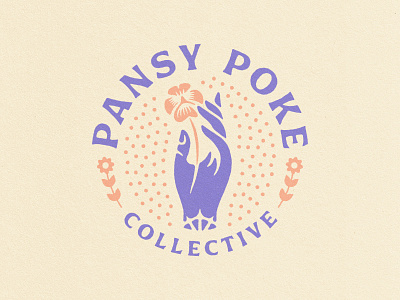 Pansy Poke Collective branding dots hand handpoke logo pansy tattoo