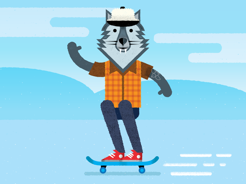 Skateboardin Wolf by Tracy Niven on Dribbble