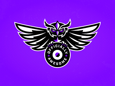 Officially Awesome branding owl ref referee roller derby sport sports logo wheel