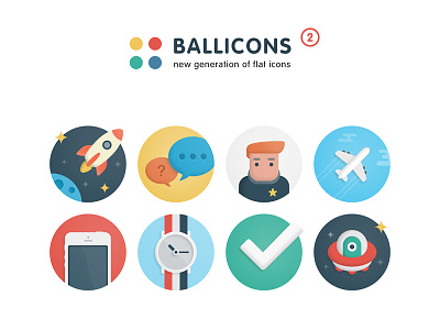 Ballicons 2 Bundle clean color design flat icons marketme modern resources stylish ui ux