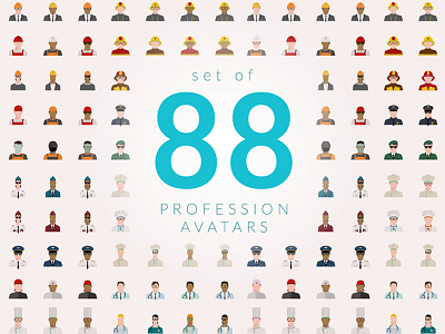 Set Of 88 Profession avatar graphic icons illustration infographic job professional ui ux web webdesign