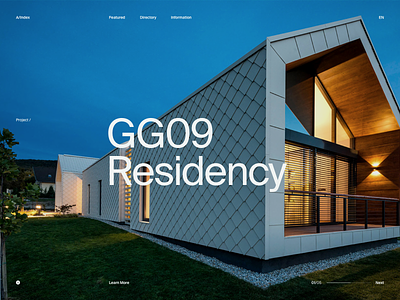 A/Index — GG09 Residency architect architects architectural desktop hero hero area masthead photography suisse intl typeface typography ui