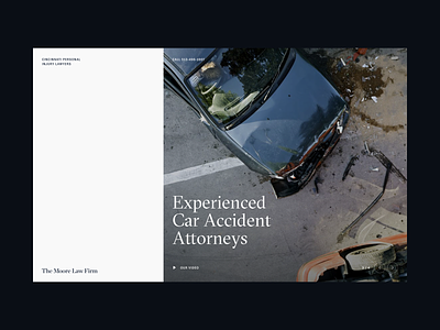 Moore Law — Rejected Concept | Desktop accident attorney attorneys branding car grid gt sectra hero law law firm layout legal masthead navbar type typography ui
