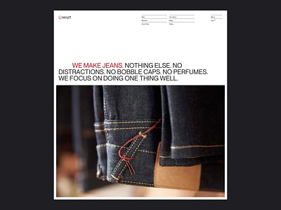 Hiut – Home | Desktop denim design desktop grid hero hiut jeans layout type typography ui web design website