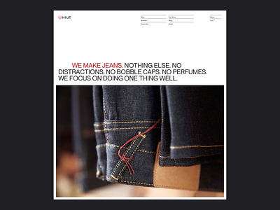Hiut – Home | Desktop denim design desktop grid hero hiut jeans layout type typography ui web design website