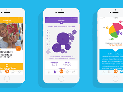 Viewers to Volunteers colors design mobile ui user interface