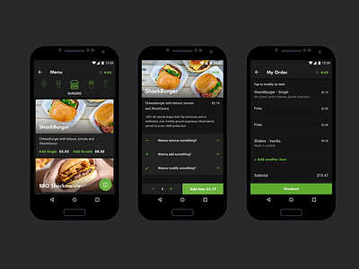 Shake Shack Android app burgers design food ordering material design