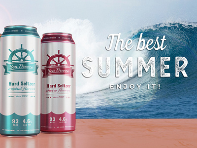 Sea Breeze Hard Seltzer graphic design illustrator package design photoshop