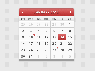 Another Calendar calendar days events red