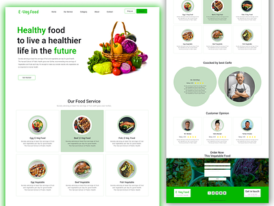 E-veg Food landing page foodlandingpage landing page ui ui design userinterface ux design webdesign