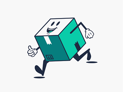 Fast Shipping box cardboard box ecommerce gloves illustration mascot running smiling