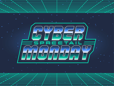 Spreetail Cyber Monday 80s 80s style austin cyber cybermonday ecommerce gradient logo spreetail sticker synthwave vector vintage