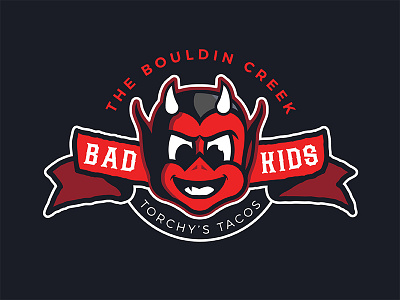 Torchy's Tacos Bad Kids austin banner baseball devil kid sports sports logo tacos