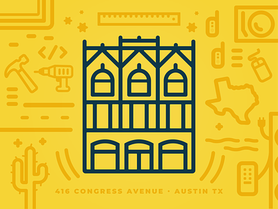 416 Congress | Spreetail building austin congress icon illustration logo