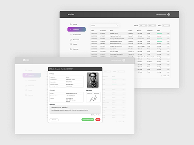 IDfile Identification System - Dashboard dashboard design desktop graphic design identification ui ux