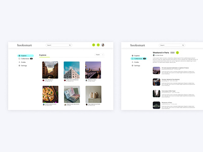 Booksmart - Bookmarking tool bookmarking cards catgories dashboard design desktop learning ui ux