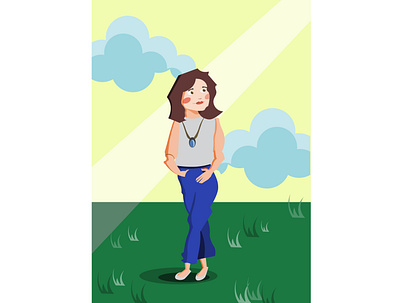 girl in the park illustration vector