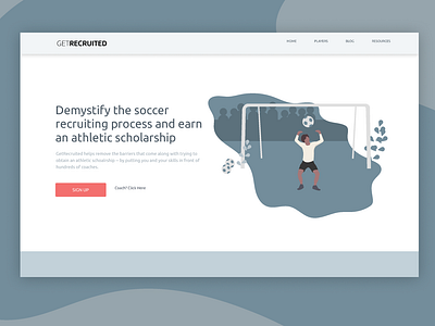 GetRecruited Landing Page content design design figma home page illustration landing page soccer sports sports app ui ui deisgn ux ux design