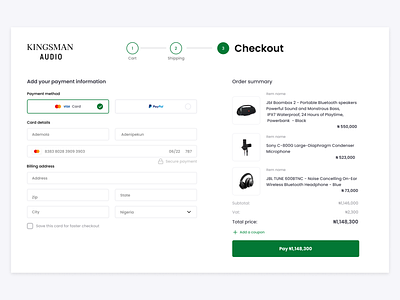 CREDITCARD/DEBITCARD CHECKOUT #DailyUi002