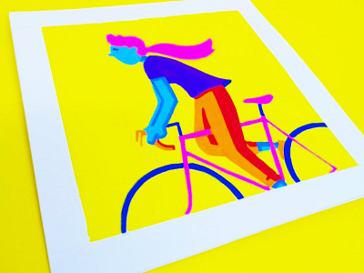 Cyclist 2 art bright color colors colour colourpallet cycling design digital drawing hand drawn illustration light marker pens posca yellow