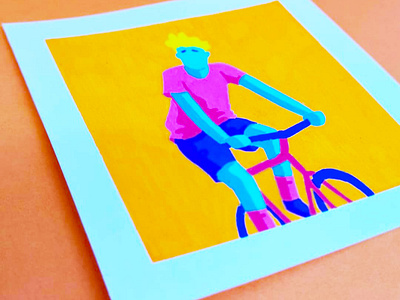 Cyclist 3 art color colour cycle cycling design digital drawing illustration posca