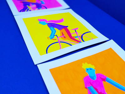 Cyclists art color colors colour colourpallet cycle design digital drawing graphic illustration light posca