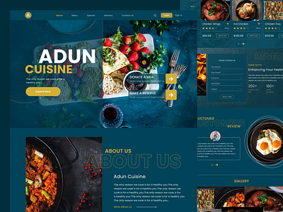 Adun Cuisine Restaurant Landing page design figma food menu food ui graphic design landing page restaurant ui ui design uiux ux ux design web app web page website design