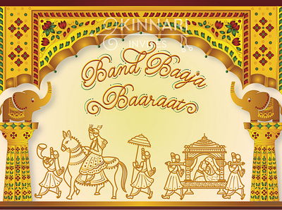 Band Baaja Baaraat- Royal Indian wedding invitation customised design e invite illustration invitation lettering quirky royal typography weddings