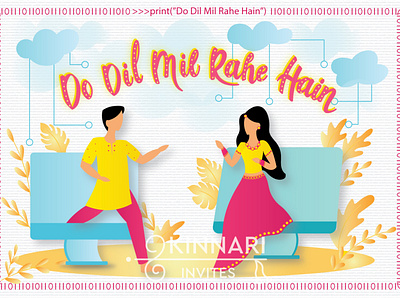 Do Dil Mil Rahe Hain - Wedding invitation, Art deco invite art deco customised design e invite engineering illustration invitation lettering software typography