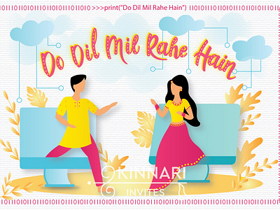 Do Dil Mil Rahe Hain - Wedding invitation, Art deco invite