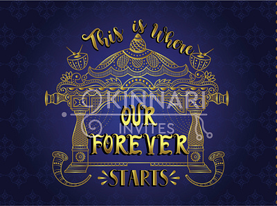 Our Forever Starts - Indian wedding invitation, royal e-invite customised design e invite illustration invitation invitation design lettering royal typography wedding