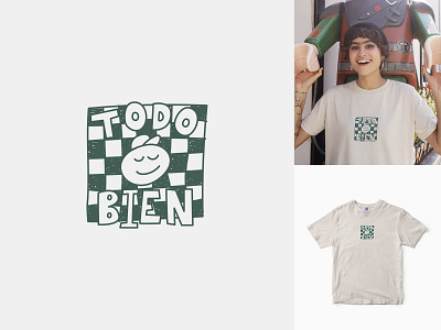 Todo Bien ajedrez all good cheek cuadritos design fresco green happy mexico shirt smile smiley todobien verde