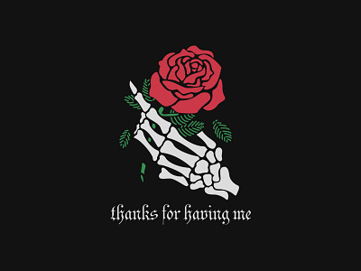 Thanks For Having Me design draw hand illustration rose skull