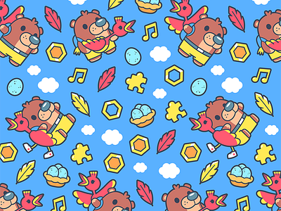 Banjo-Kazooie animal banjo cartoon character design cute funny gamer gaming kazooie pattern rare vector