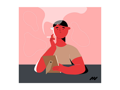 Smoking lonely man adobeillustrator design flatillustration illustration