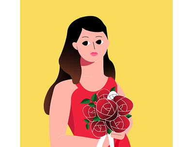 Lady with flowers adobeillustrator flatillustration illustration