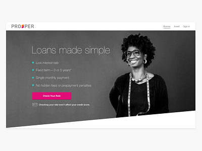Prosper's Homepage above the fold financial financial well being fintech homepage landing page loan marketplace lending prosper redesign