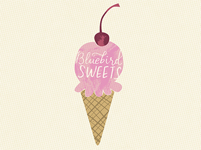 Bluebird Sweets branding hand lettering illustration logo texture