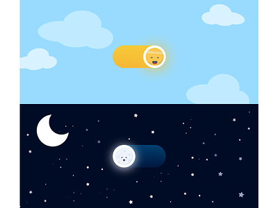 Daily UI - Day 015 — switch day&night button dailyui dark design funny illustration light mobile switch ui