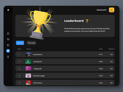Leaderboard - Game interface app dailyui design gamedesign gameinterface graphic design leaderbord ui webapp webdesign