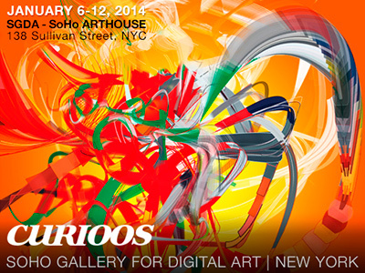 SoHo Arthouse Flyer art show bright curioos digital art generative art new york orange red soho soho art house soho gallery