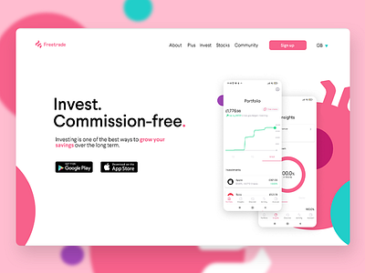 Freetrade: Fintech commission-free trading app - Landing page.