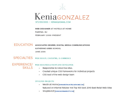 KG Resume blue bodoni emerald grid indesign orange promixa nova resume