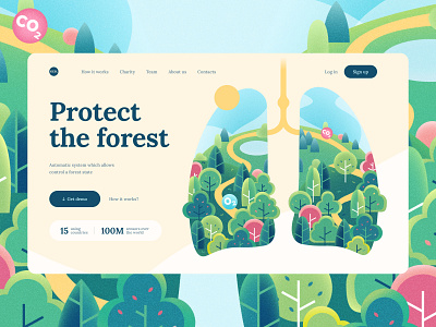 Eco startup illustration eco forest illustration landing page nature noise startup